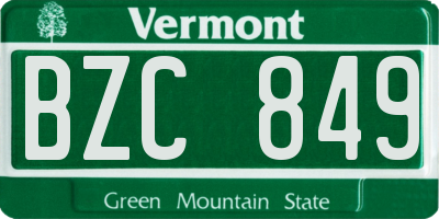 VT license plate BZC849