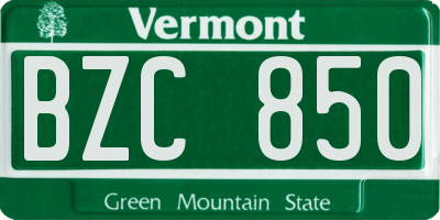 VT license plate BZC850