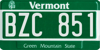 VT license plate BZC851