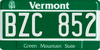 VT license plate BZC852