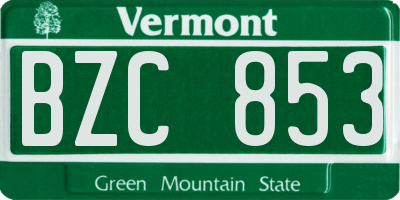 VT license plate BZC853