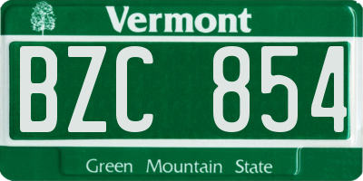 VT license plate BZC854