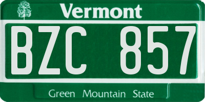 VT license plate BZC857