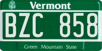 VT license plate BZC858