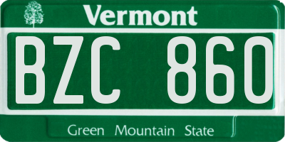VT license plate BZC860
