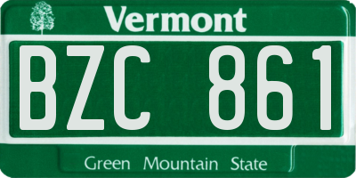 VT license plate BZC861
