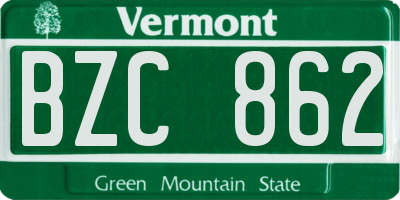 VT license plate BZC862
