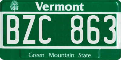 VT license plate BZC863