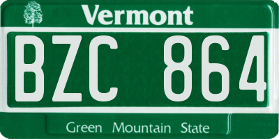 VT license plate BZC864