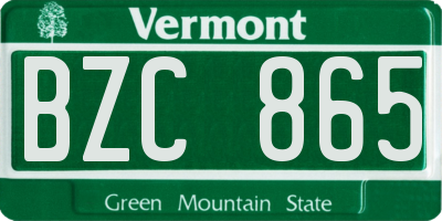 VT license plate BZC865