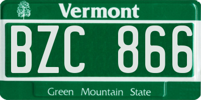 VT license plate BZC866
