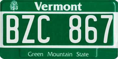 VT license plate BZC867