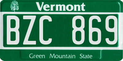 VT license plate BZC869
