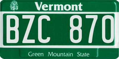 VT license plate BZC870