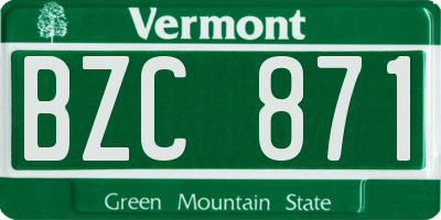 VT license plate BZC871
