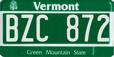 VT license plate BZC872