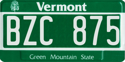 VT license plate BZC875