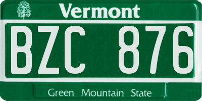 VT license plate BZC876