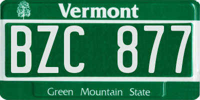 VT license plate BZC877