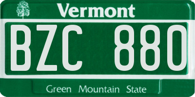 VT license plate BZC880