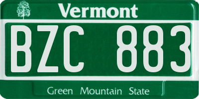 VT license plate BZC883