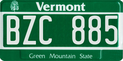 VT license plate BZC885