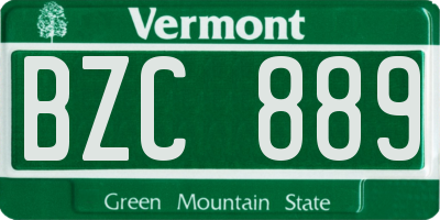 VT license plate BZC889