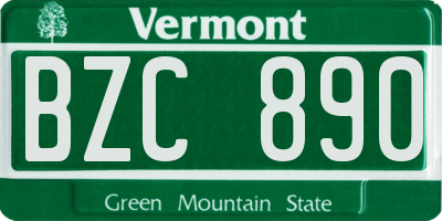 VT license plate BZC890