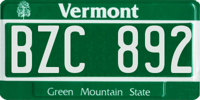 VT license plate BZC892