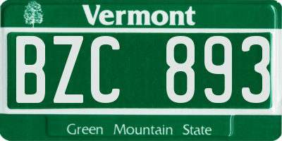 VT license plate BZC893