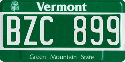 VT license plate BZC899