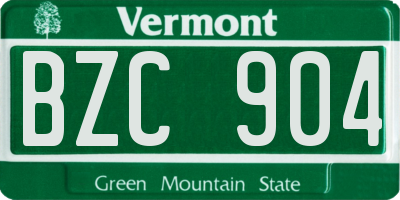 VT license plate BZC904