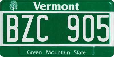 VT license plate BZC905