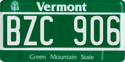 VT license plate BZC906