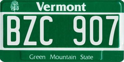 VT license plate BZC907