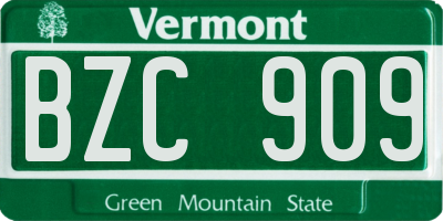 VT license plate BZC909