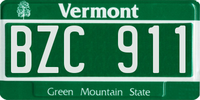 VT license plate BZC911