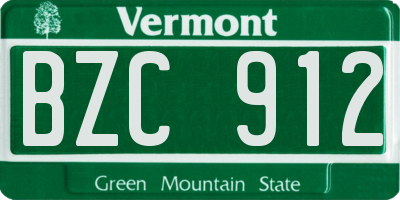 VT license plate BZC912