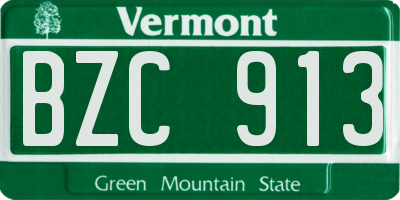 VT license plate BZC913