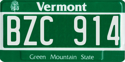 VT license plate BZC914