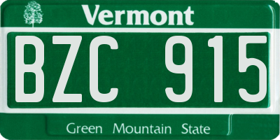 VT license plate BZC915