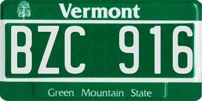 VT license plate BZC916