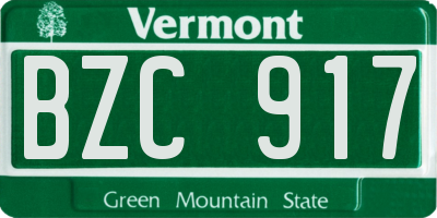 VT license plate BZC917