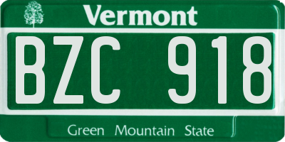 VT license plate BZC918