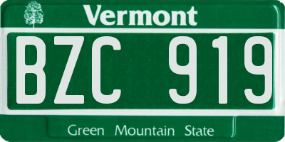 VT license plate BZC919