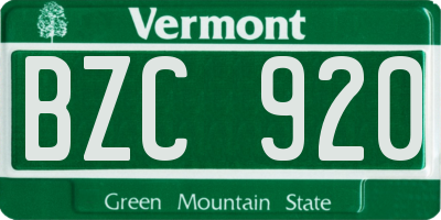 VT license plate BZC920