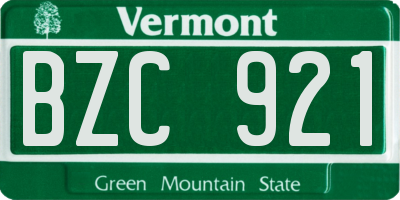 VT license plate BZC921