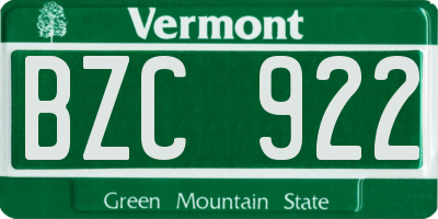 VT license plate BZC922