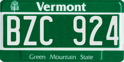 VT license plate BZC924
