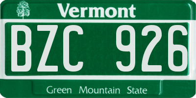 VT license plate BZC926